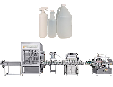 Automatic 5L hand sanitizer 4 nozzles filling spindle capping (with caps vibrator) and muti-function labeling line